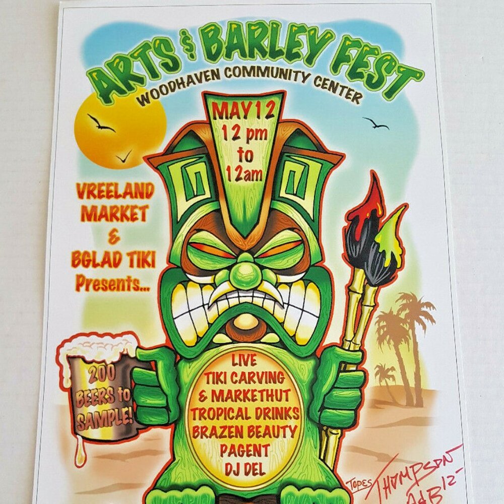 RIO & THE ROCKABILLY REVIVAL POSTER 17" x 11" RARE Gig ARTS & BARLEY FEST  TIKI